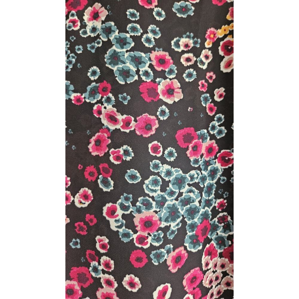 Adrienne Vittadini Womens L Blouse Floral Pullover Smocked Neck L/S - Picture 7 of 11